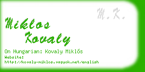 miklos kovaly business card